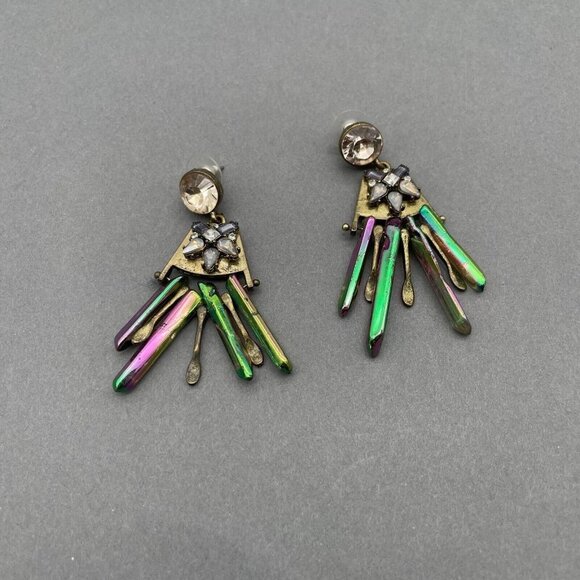 BaubleBar Jewelry - Baudlebar Zola Drop Earrings Women's Gold Tone Rainbow Crystal Signed